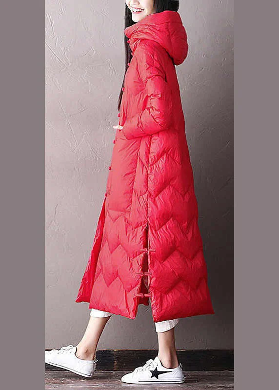 Chic Black hooded Pockets Oriental Duck Down Winter Warm Down Coat - Image 4