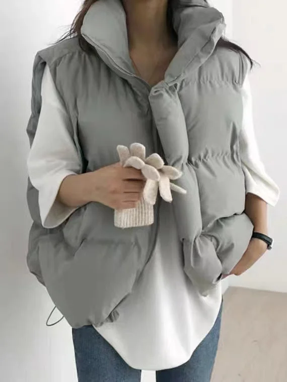 Stand Collar Duck Down Padded Vest Jacket - Image 3