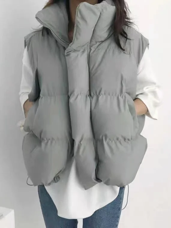 Stand Collar Duck Down Padded Vest Jacket - Image 5