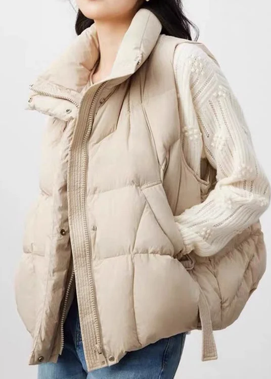 Fine Black Zip Up Pockets Duck Down Warm Vest Sleeveless - Image 4