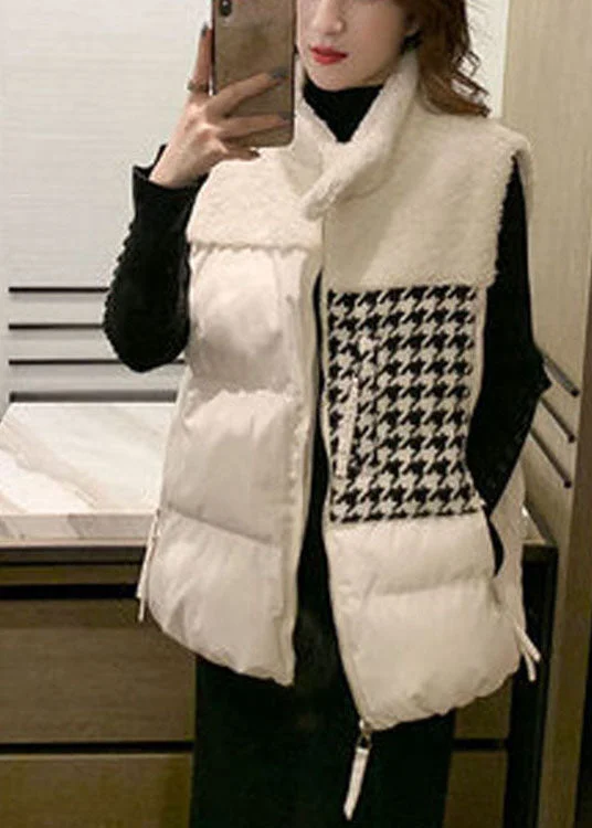 diy White Loose Pockets zippered Winter Sleeveless Puffer Vest - Image 5