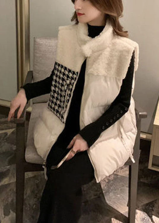 diy White Loose Pockets zippered Winter Sleeveless Puffer Vest - Image 2