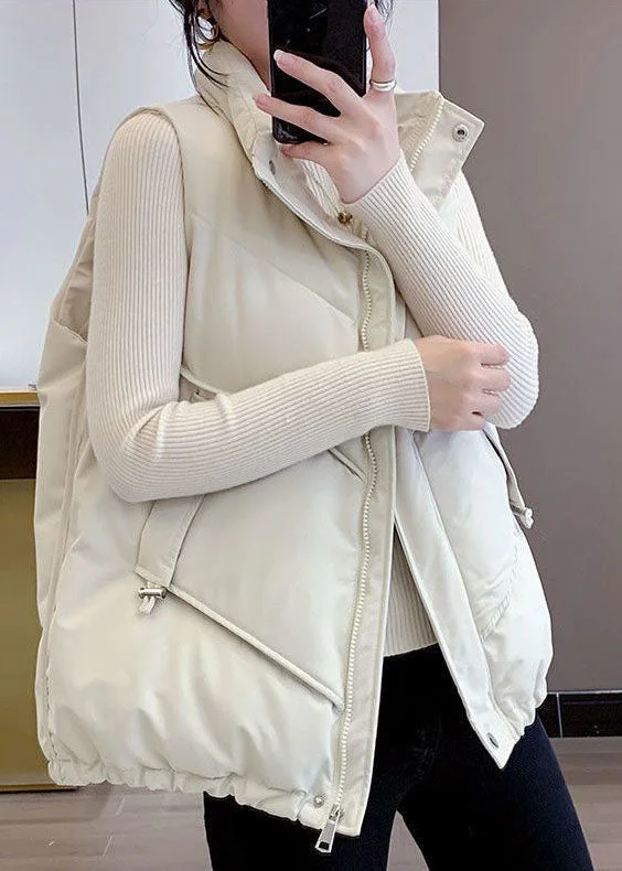 Black Casual Pockets drawstring Winter Sleeveless down vest - Image 5