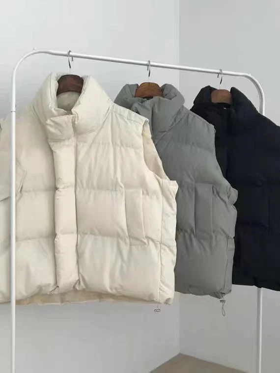 Stand Collar Duck Down Padded Vest Jacket - Image 4