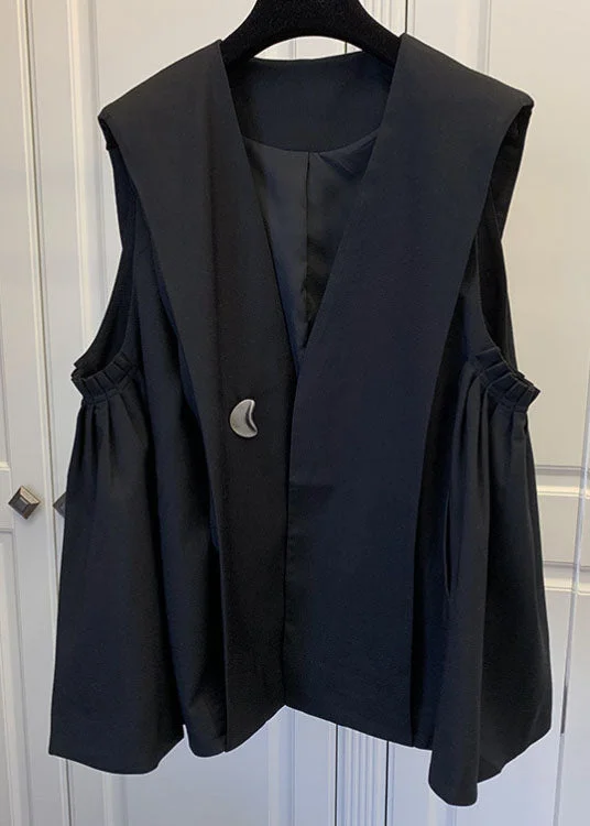 Classy Khaki fashion pleated Pockets Fall Sleeveless Waistcoat - Image 4