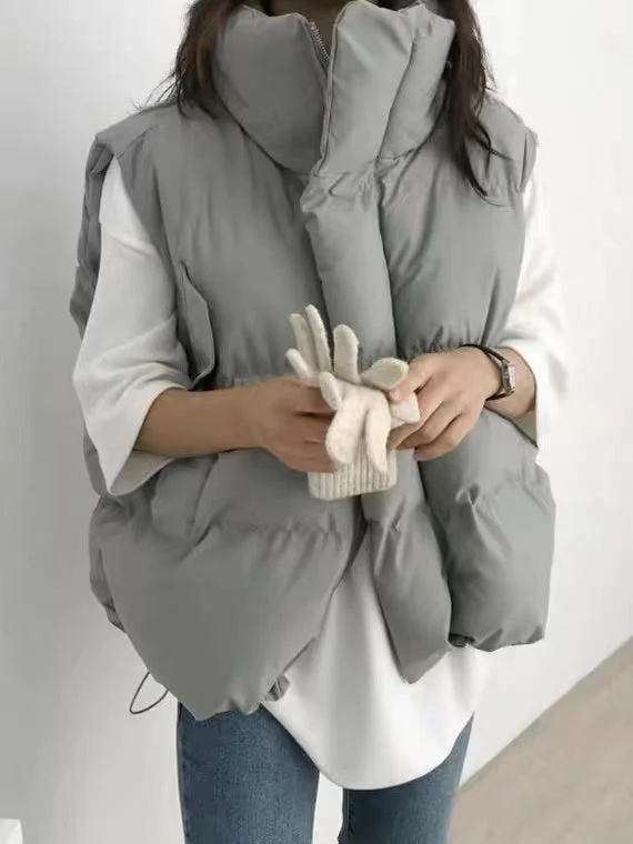Stand Collar Duck Down Padded Vest Jacket - Image 2