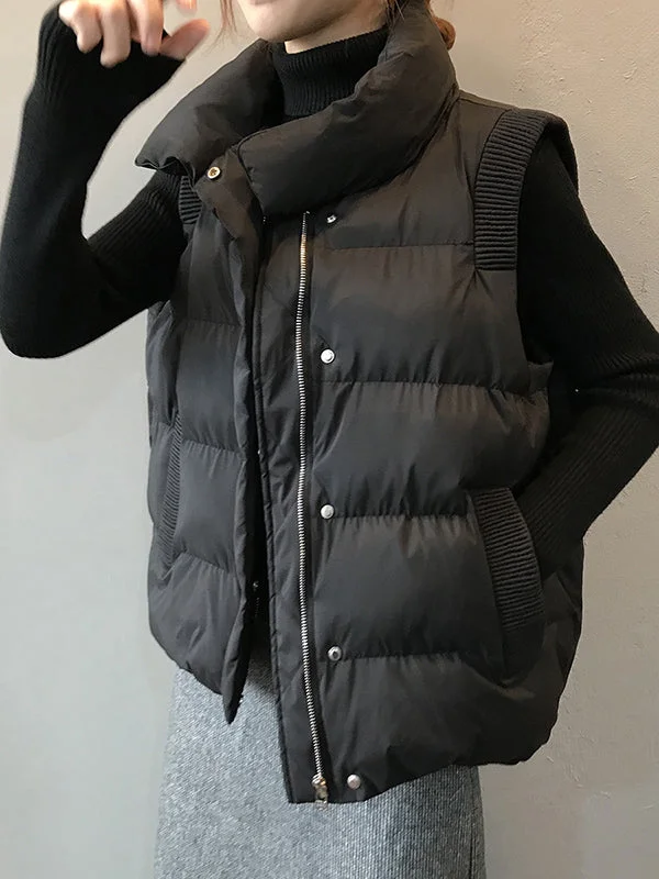 Casual Loose Solid Color Stand Collar Vest Outerwear Padded Coat/Down Coat - Image 2