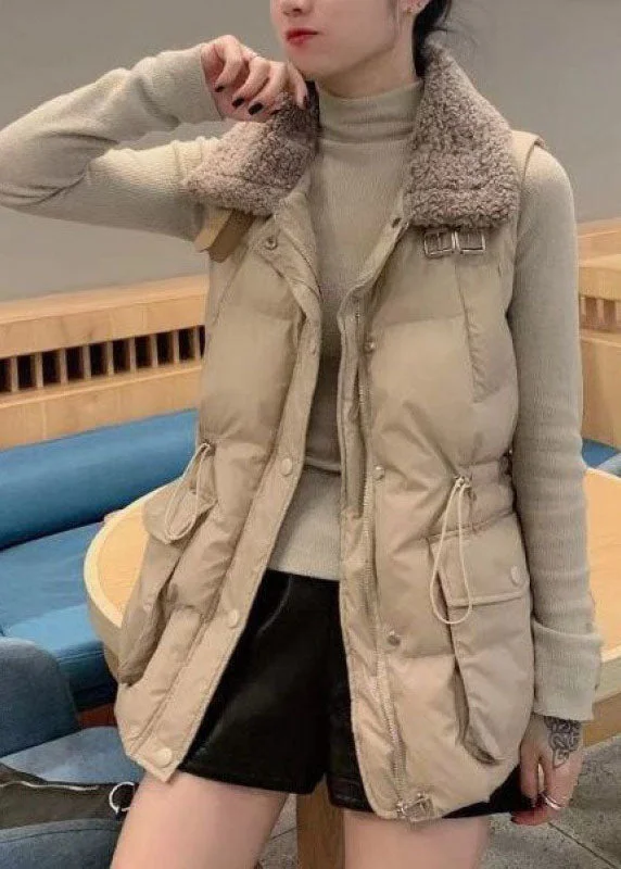 Italian Khaki fashion Thick Warm Winter Sleeveless Puffer Vest - Image 4